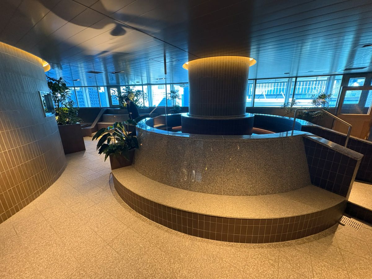 広々とした空間の中心に深い水風呂のスペースがあります！