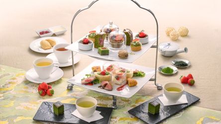 【丸ノ内ホテル】京都「一保堂茶舖」の茶葉を使用。日本茶とイチゴが織りなす、春の「ポム・ダダン アフタヌーンティー 」