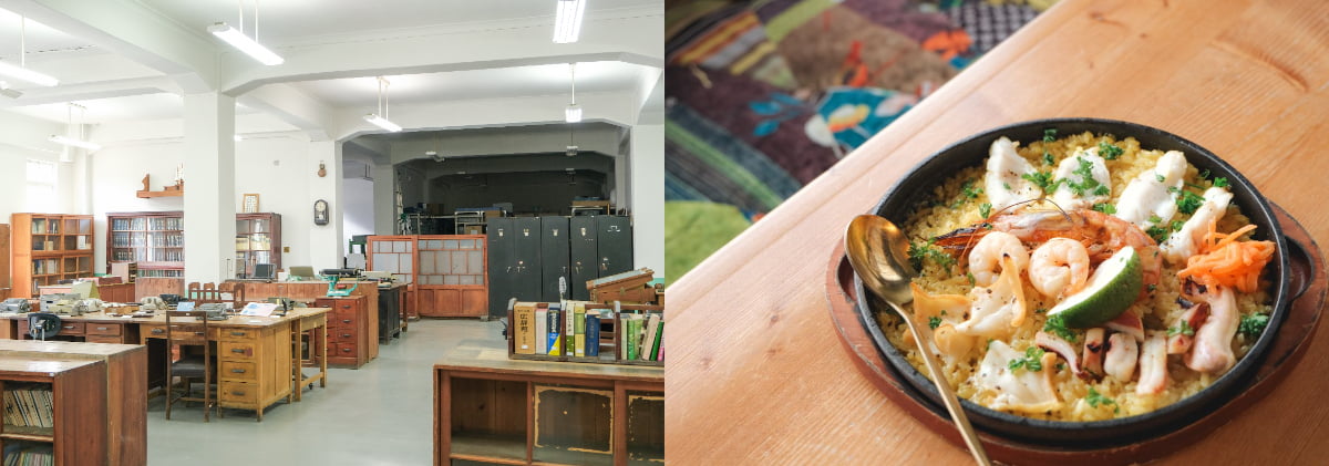 「釜石鉱山展示室Teson（旧釜石鉱山事務所）」、「HAMAYUI」魚介のパエリア