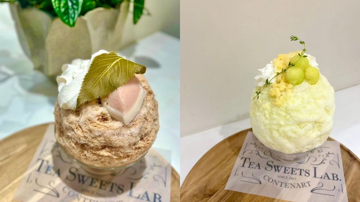 Tea Sweets Lab. CONTENART桜餡プリン」1980円（税別）、「メロンミルクとモルゲンタウキ」2020円（税別）