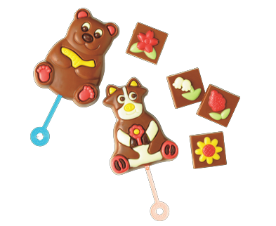 「ロイズ チョコレートワールドプチセット[クマ・ウシRCW] 」ロイズポップチョコ2本・ロイズフラワーチョコ8枚入り837円