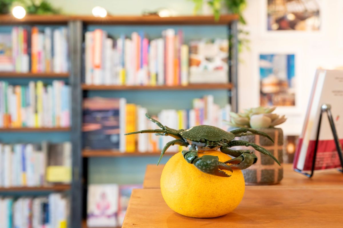 店名通り、店内には、蟹のミニチュアやぬいぐるみがところどころに点在