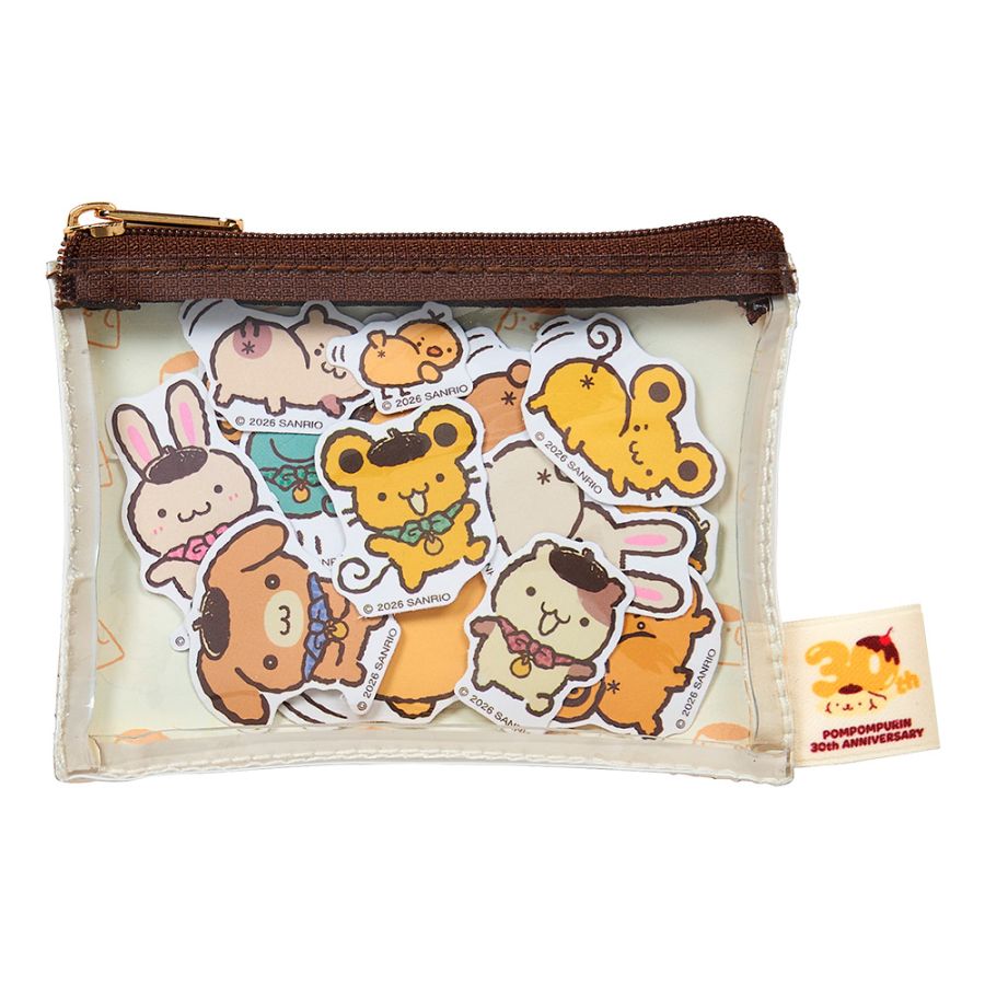 「POMPOMPURIN 30th Anniversary　フレークシール入りポーチ」1100円