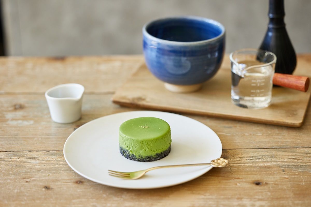 「抹茶チーズケーキセット」680円＋「お抹茶」610円（セット価格）