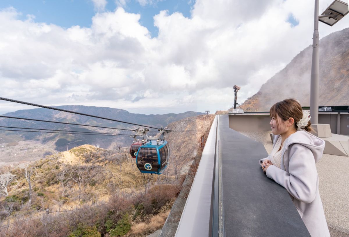 大空のほとりでロープウェイと一緒に