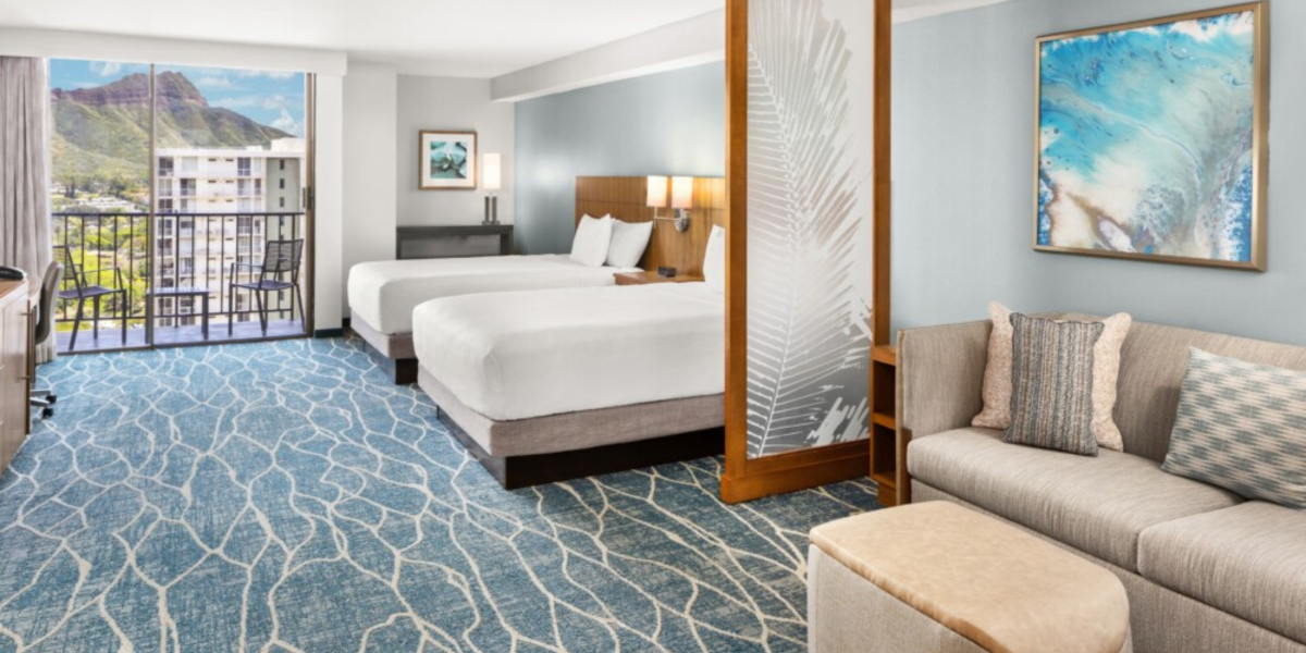 スペシャルティ マウンテンビュー 2クイーン（ソファベッド付き）／ハイアット プレイス ワイキキ ビーチ