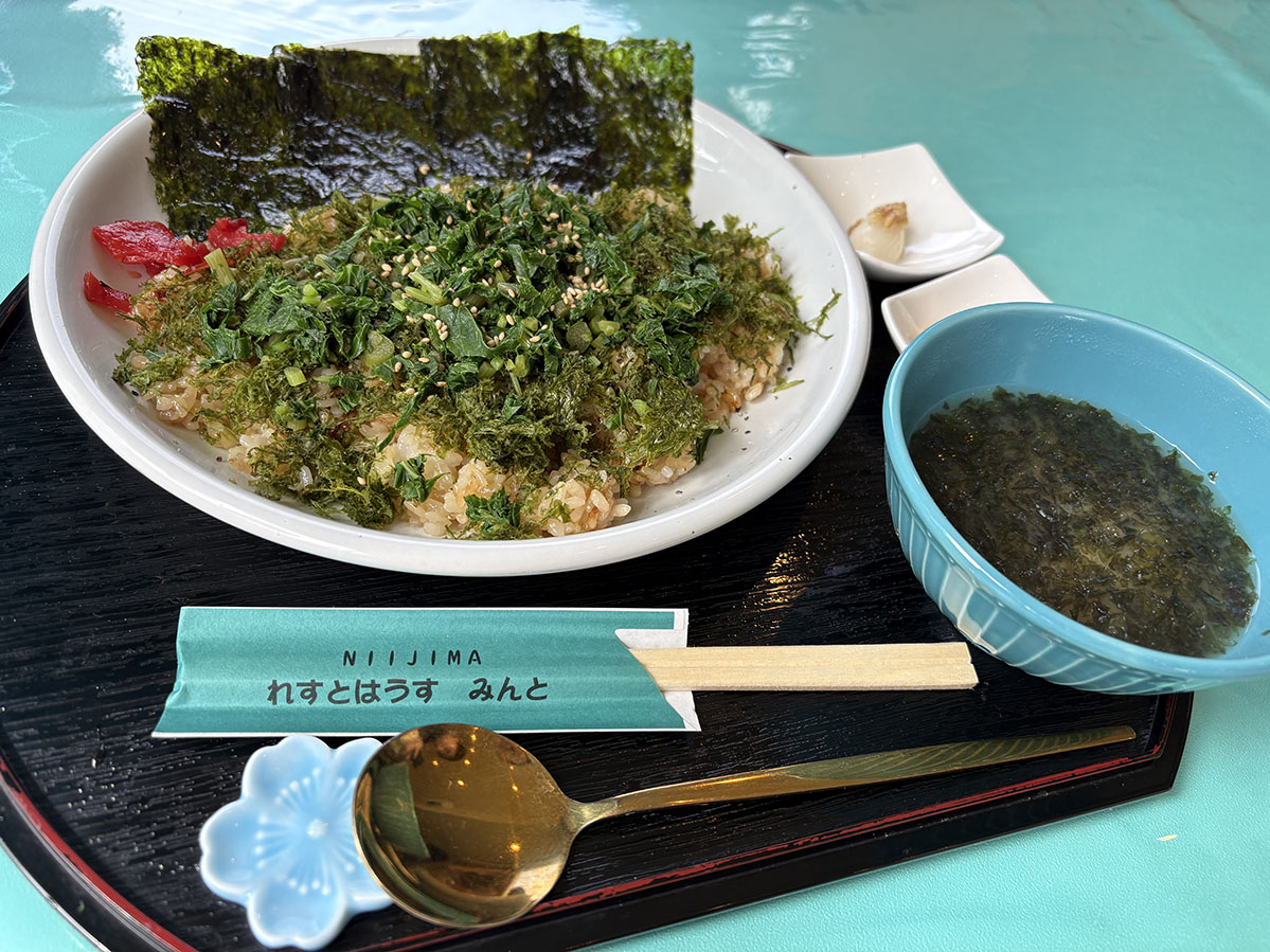 明日葉と島のりの炒めライス