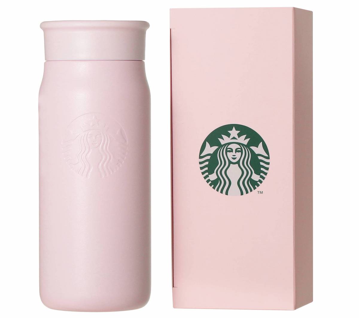 「ギフトボックス入りリサイクルステンレスミニボトルマットピンクベージュ」355ml 5200円