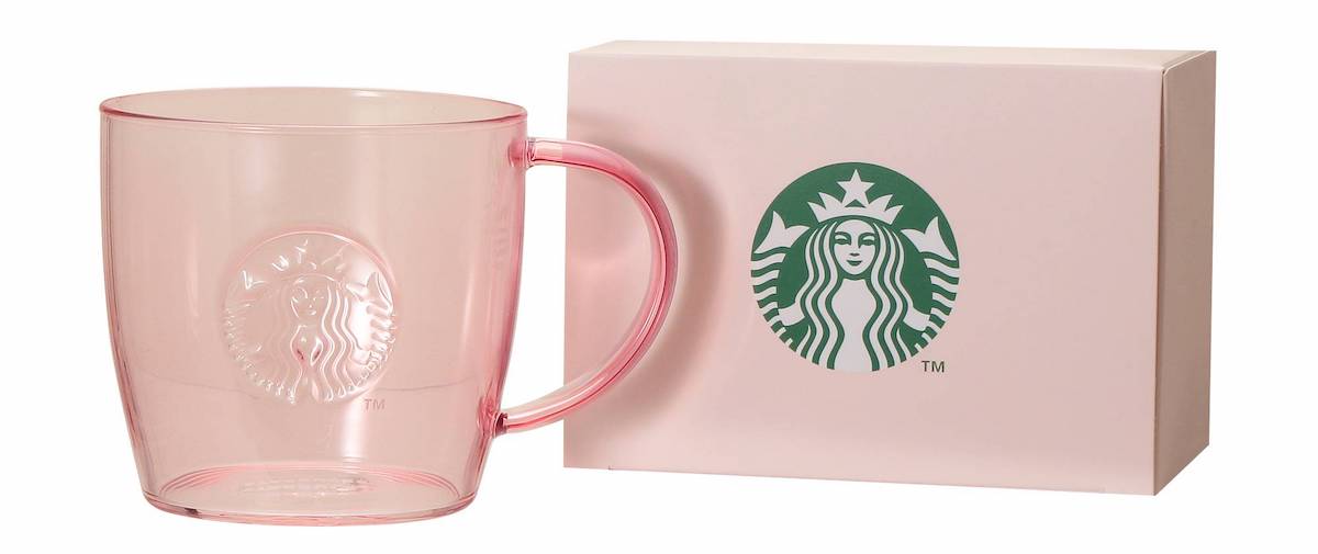 「ギフトボックス入り耐熱グラスロゴマグピンクベージュ」355ml 3300円