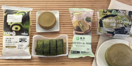 【ローソン新作・2026】大人気！「抹茶フェア」スイーツ3種食べ比べ！「もち食感ロール」や「ふわもちパンケーキ」「今川焼」のお味は？