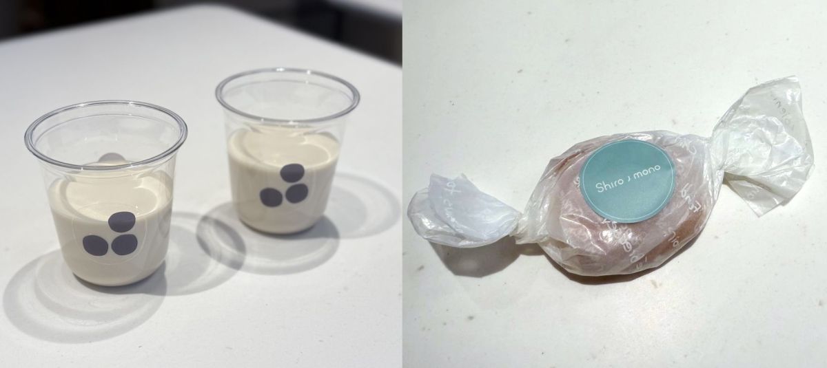 ミルクにフルーティーなコーヒー豆を浸して作った「しろぶりゅー」クリーミーミルク700円、「しろべいく」ドリンク代＋300円 ※平日限定