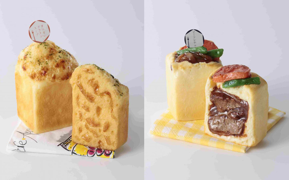 左から「オニオングラタンスープ」350円、「ビーフシチュー」430円