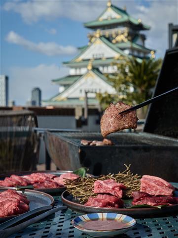 大阪城と肉