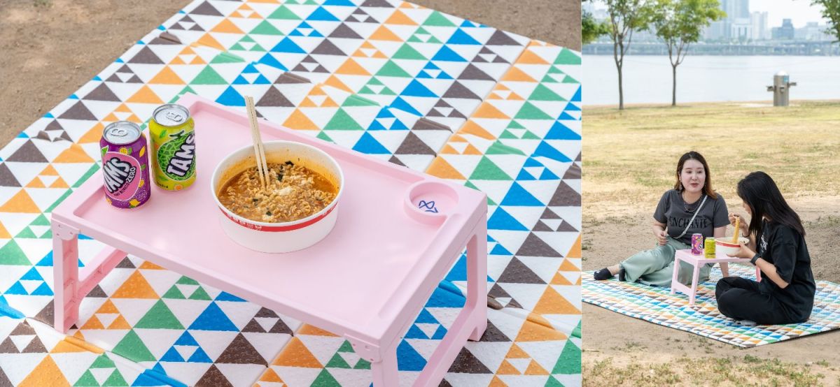 公園内のコンビニで袋麺を買うと容器と箸がもらえる