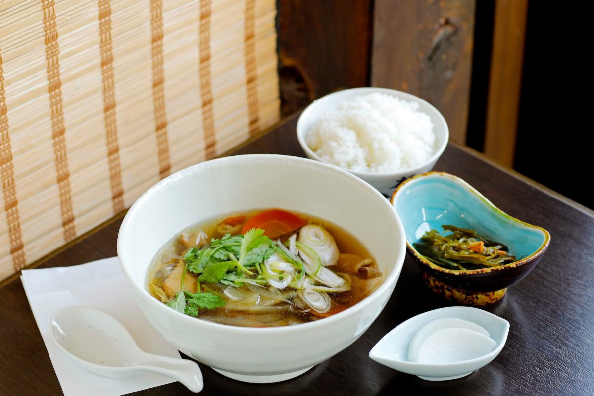 道の駅遠野風の丘で提供しているひっつみ定食
