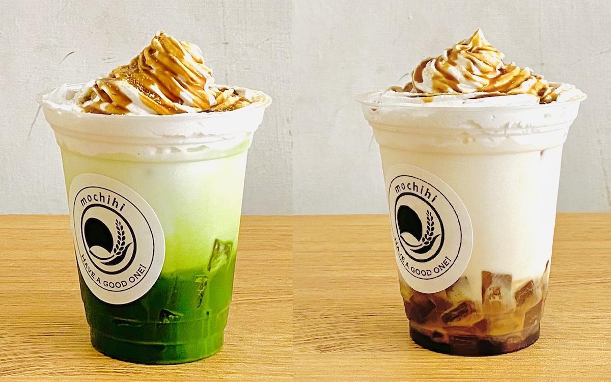「わらび餅ドリンク」抹茶味、ほうじ茶味 各680円／写真提供：もちひ