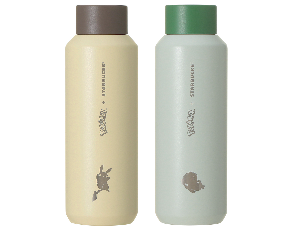 【オンラインストア限定】（左から）「Pok&eacute;mon + STARBUCKS ステンレスボトル」473ml ピカチュウ/フシギダネ 各6600円