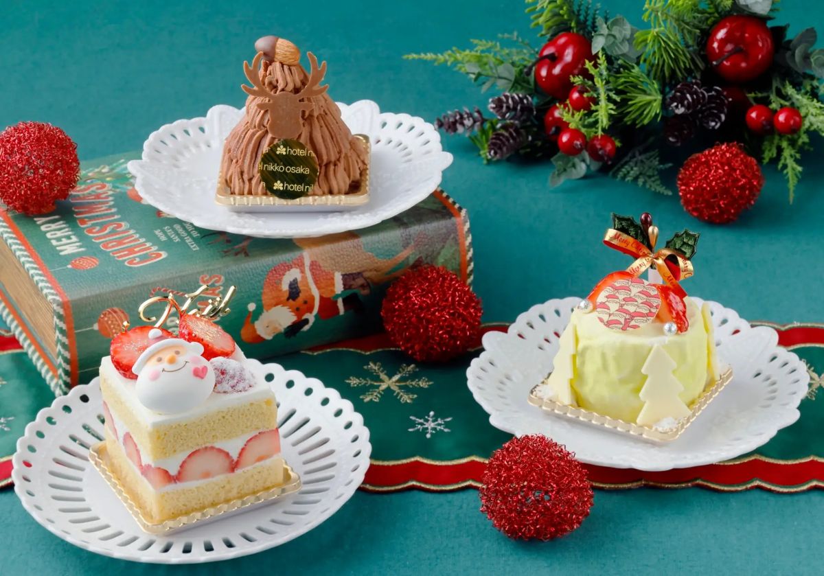 「クリスマスアソート（左から：サンタいちごショート、チョコレートのトナカイモンブラン、ツリー風チーズムース）」4500円
