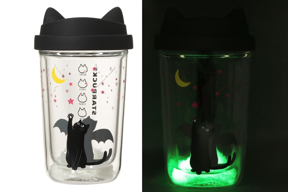 「ハロウィン2026 ダブルウォール耐熱グラスカップキャットグローインザダーク」355ml 3700円