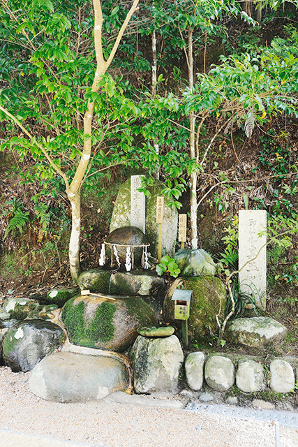 玉作湯神社本殿の境内にある真玉（まだま＝願い石）