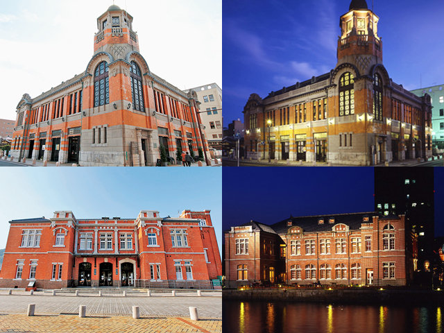 昼と夜ではまた違った趣き。上：旧大阪商船　下：旧門司税関