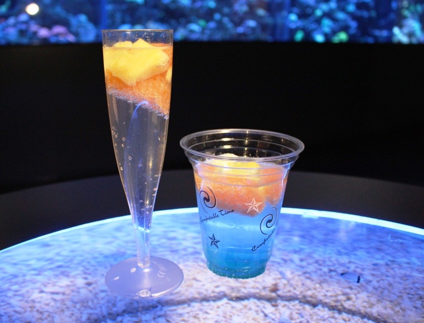 スノウカクテル Crystal Crystal ：700円(左)、スノウスカッシュ Frozen Party ：500円