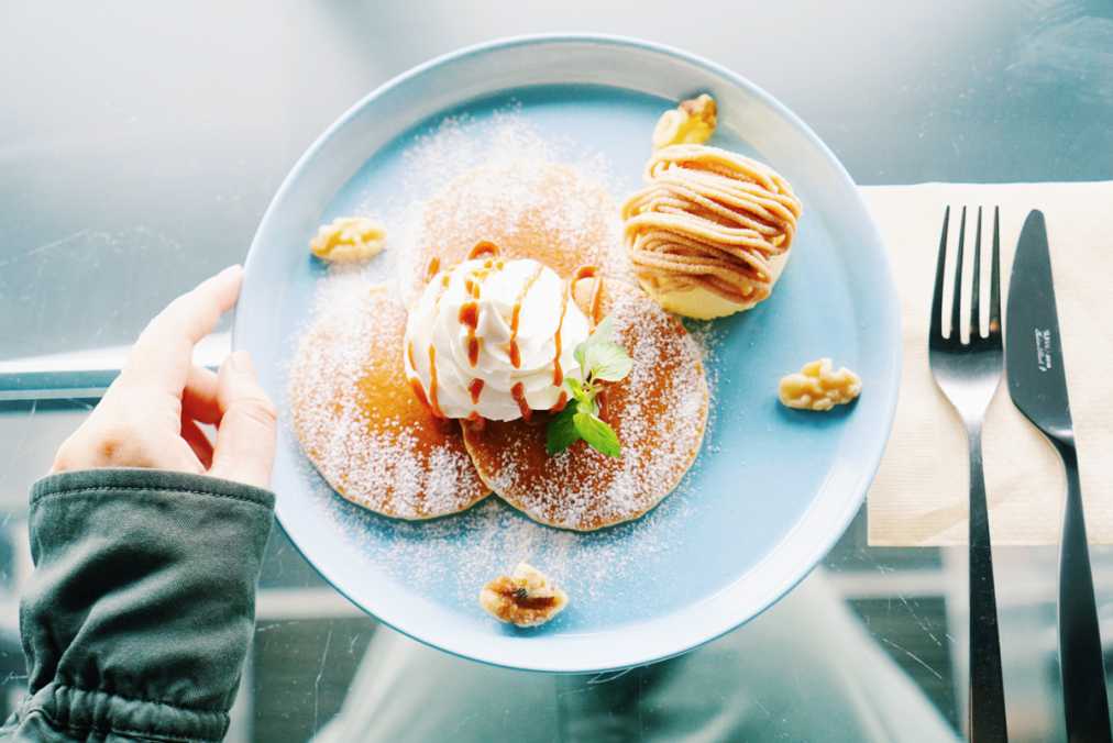 こちらは秋限定のモンブランのパンケーキ900円