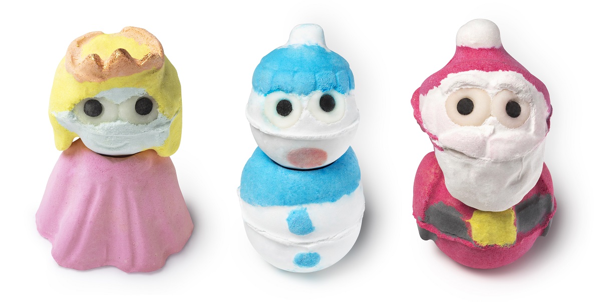 左から「プリンセス ボム ボム」「スノーマン ボム ボム」「サンタ ボム ボム」各1700円。
