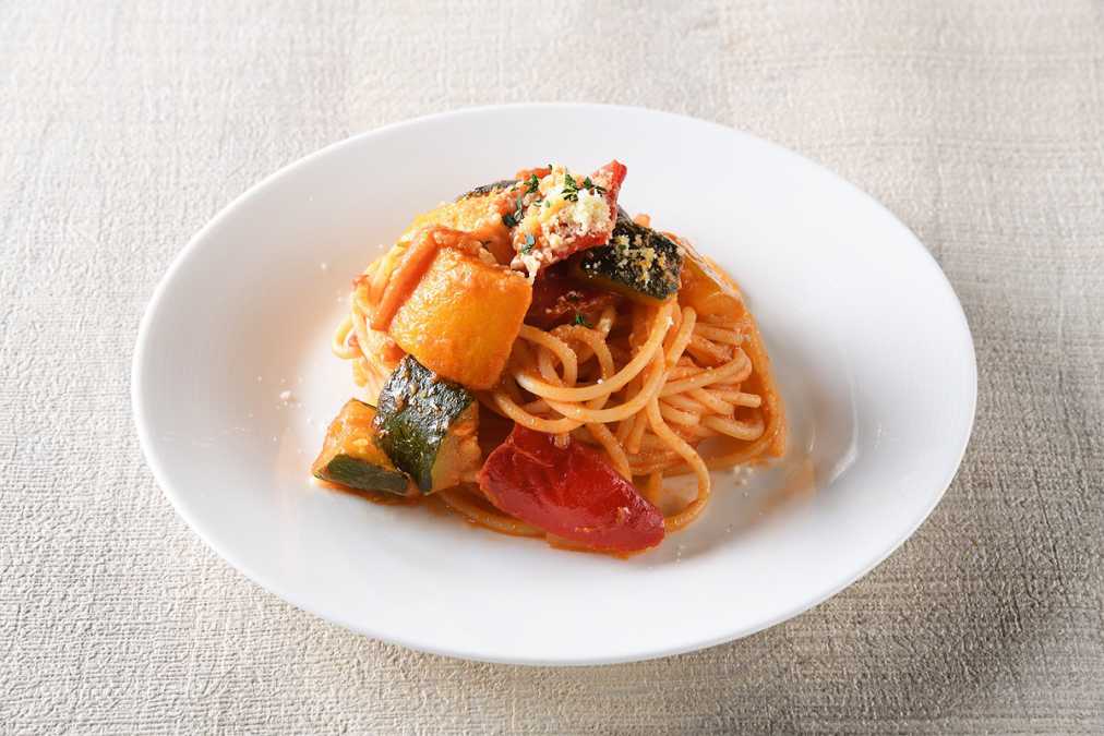 350g野菜相当量のAコース料理イメージ（6品目: ベジタブルナポリタン）[含まれる野菜相当量:80g]