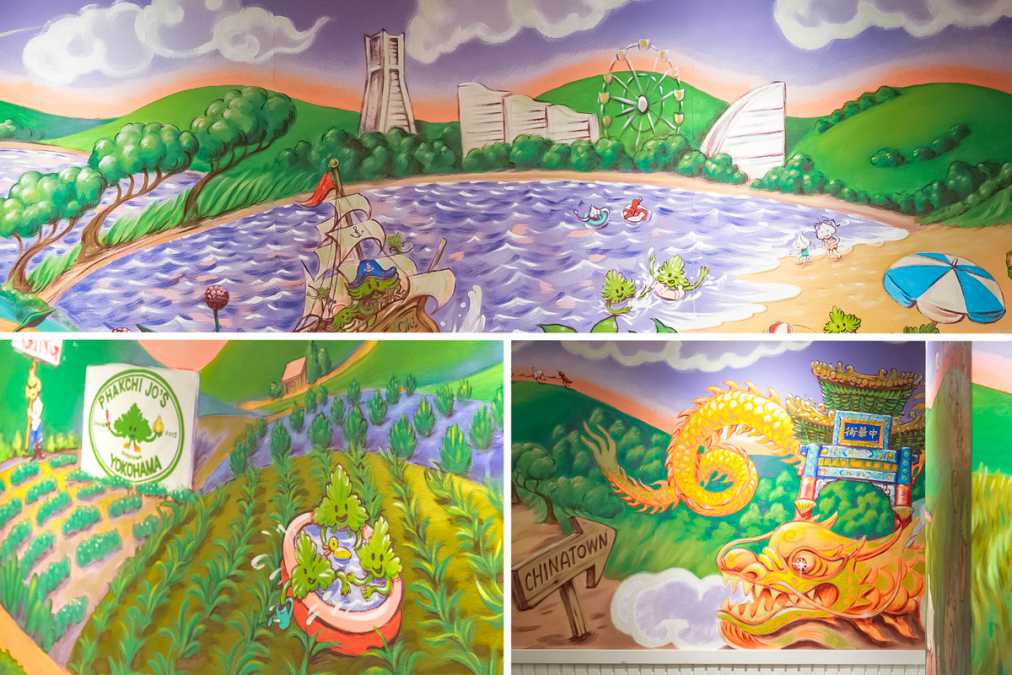 中華街の絢爛豪華な門や横浜ランドマークタワー、観覧車といった横浜らしいモチーフも発見