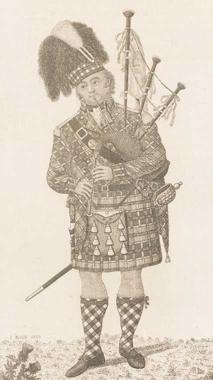 ジョン・ケイ「バグパイパー　アーチボルド・マッカーサー」1810年 京都ノートルダム女子大学 図書館情報センター蔵